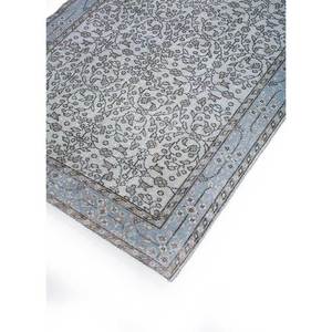 Alfombra de Lana Azul Vintage Anudada a Mano con Patrón Floral y Abstracto para Sala de Estar, Pasillo, Entrada y Dormitorio - Pae-1747 - Product Image 2