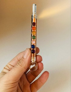 Handmade Rose Quartz Pendulum With 7 Chakra Stones Inlaid For Reiki Healing Art Collectible - Product Image 4