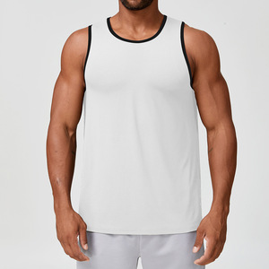 เสื้อกล้ามระบายอากาศแห้งเร็วสำหรับผู้ชายเสื้อแขนกุดทำจากผ้าฝ้ายโพลีเอสเตอร์พร้อมพิมพ์สีพื้นสไตล์นักกีฬา - Product Image 4