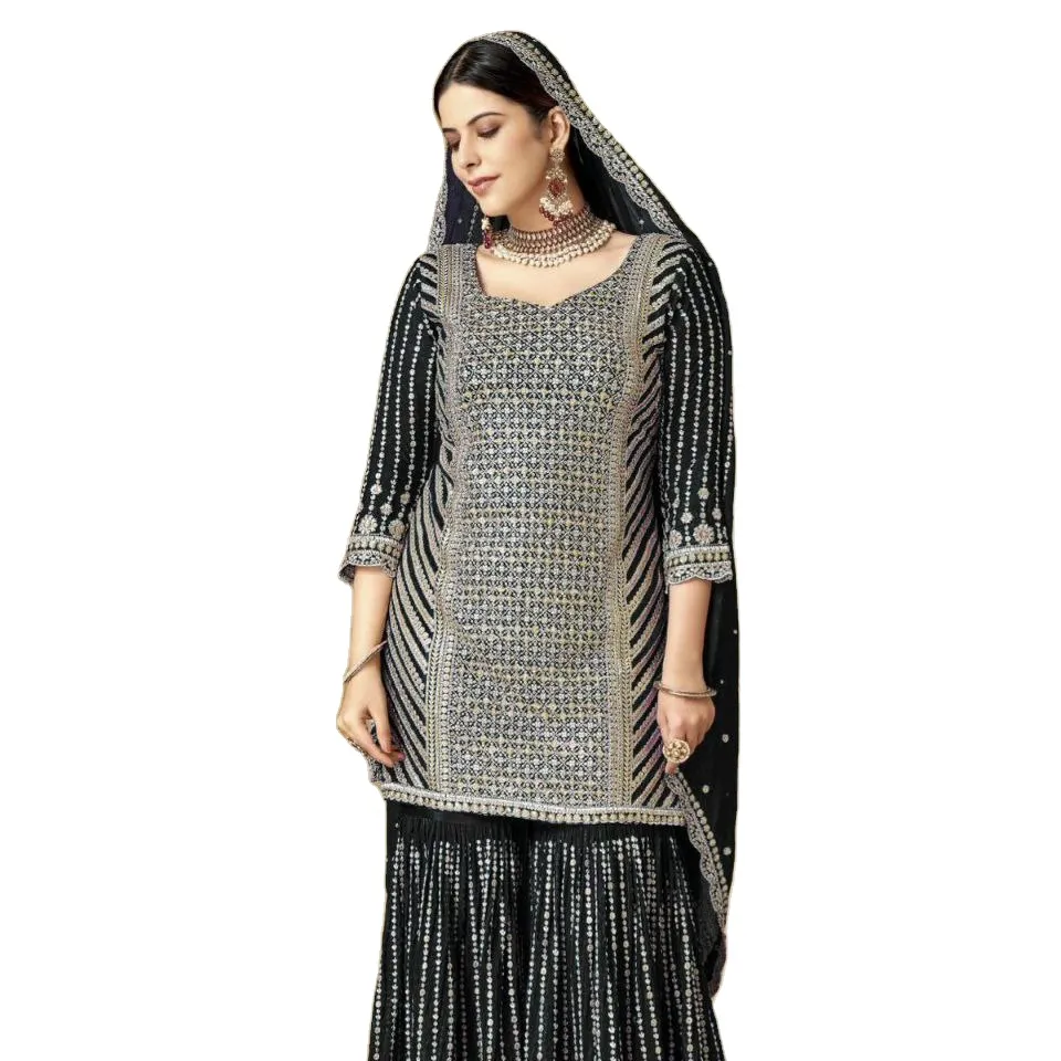 Shree Indian Exports Present Ropa de fiesta India pakistaní Boda y vestidos casuales de mujer Ropa de fiesta Look Top ,Patiyala Salwar