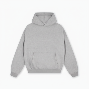 Sweat-shirt à capuche gris chiné pour homme, coupe ample, manches longues, cordon de serrage, col à capuche, en molleton de coton - Product Image 4