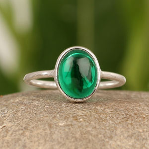 Top Selling 925 Sterling <b>Silver</b> Women's <b>Ring</b> High-Demanding Green Hydro Quartz Sparkling Oval Smooth Cab Fine Jewelry Gift Idea - Product Image 1