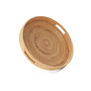 Bandeja de servicio de ratán de mimbre Vintage ecológica hecha a mano 100% superventas, bebida de servicio OEM tejida de paja Natural - Product Image 5