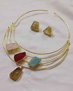 Collar Hasli de piedra áspera Natural con tachuelas, collar Hasli de último diseño para mujer, desgaste mínimo, ligero y cómodo - Product Image 4