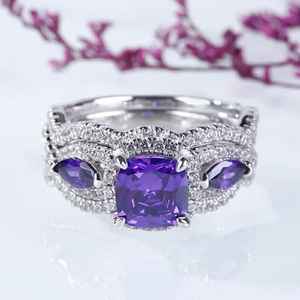 แหวนเจ้าสาวสีขาวทอง14K พร้อมบาแกตทรงกลมโมอิซาไนต์เงินสเตอร์ลิงดีไซน์ใหม่สำหรับเป็นของขวัญสำหรับผู้หญิง - Product Image 2