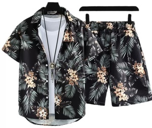 Customizable <b>Men's</b> Summer Top and <b>Shorts</b> Set Hawaii Casual Loose Fit Shirt with Trendy Print Beachwear Lightweight Outfit - Product Image 5