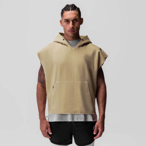 Débardeur à capuche élégant personnalisé pour hommes vêtements de sport pour la musculation et l'entraînement tenue décontracté débardeur - Product Image 1