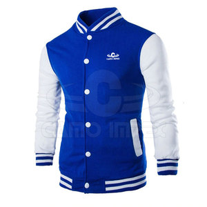 Chaqueta con letras de lana de algodón de alta calidad al mejor precio para hombre de manga larga con logotipo frontal para invierno - Product Image 1