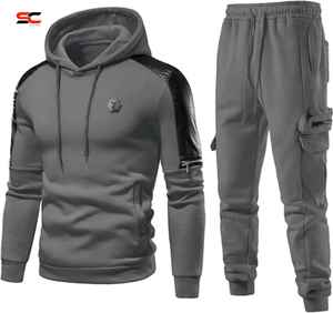 Survêtement homme 2 pièces sweat à capuche athlétique Jogging survêtements pour hommes décontracté sport à manches longues pull costume ensemble offre de réduction - Product Image 1