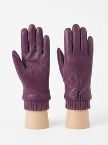 Gants en cuir pour motard, finition grainée, avec poignets en tricot thermique et courbe naturelle de la paume, pour une utilisation quotidienne en climat froid - Product Image 4