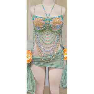 Nueva ropa para adultos Sexy traje de danza del vientre vestido FASCINANTE sujetador egipcio conjunto de cinturón con lentejuelas con cuentas a mano para Ropa de baile de escenario - Product Image 5