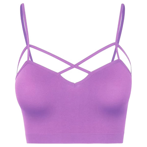 เสื้อชั้นในกีฬาผู้หญิงสีม่วงลาเวนเดอร์ ดีไซน์สายรัดสวยงาม เนื้อผ้านุ่มไร้ตะเข็บ รองรับน้ำหนักเบา เหมาะสำหรับโยคะ ฟิตเนส พิลาทิส และสวมใส่สบายทุกวัน - Product Image 3