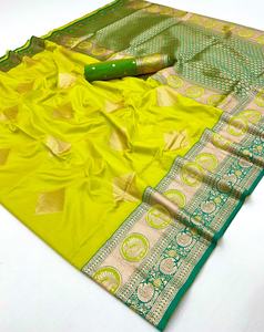 ผ้าส่าหรีผ้าไหมจากนักออกแบบชุดผ้าไหมนุ่มสวยสำหรับงานแต่งงานและงานปาร์ตี้งานแฮนด์เมดผลงานชิ้นเอก - Product Image 2