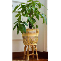 Série de jardinières artisanales en rotin Bohemian Earth Luxe : Tressage élégant pour une présentation intemporelle et stylée de la verdure de jardin, léger