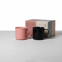 Ensemble de tasses à café en céramique en grès empilables de couleur personnalisée en gros, rose noir, grande capacité, tasse à thé, tasse à lait