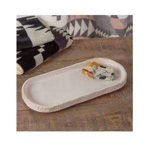 Bandeja de cerámica grande, Plato decorativo hecho a mano para comedor, cocina, desayuno, aperitivos, café, té, baño, tocador, uso de almacenamiento - Product Image 1