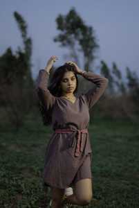 Nueva moda cuello en V color oscuro fábrica ropa al por mayor verano bohemio manga larga mujeres Casual Digital impreso Mini vestido - Product Image 3