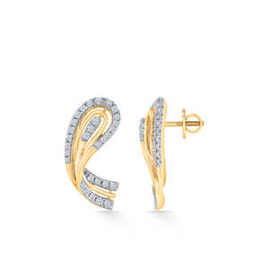 Aabhira Twirl 14k Gold & <b>Diamond</b> Stud <b>Earrings</b> with <b>Pearl</b>-Rose White or Yellow Gold-Trendy Engagement Jewelry - Product Image 3