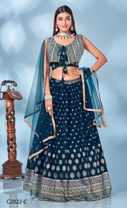 2022ออกแบบใหม่ lehenga choli ที่มีคุณภาพที่ดีที่สุดเทศกาลงานแต่งงานปาร์ตี้สวมใส่ใหม่ล่าสุดล่าสุดผ้าตาข่ายเย็บปักถักร้อยลำดับงานสมัยใหม่ - Product Image 2
