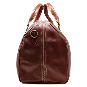INDEX Sac de voyage en cuir véritable pour hommes, forme ovale, fermeture à glissière, poignée de voyage, capacité de 20 à 36 L, couleur marron - Product Image 4