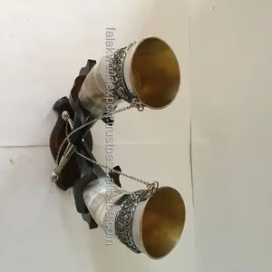 Modern Design Drinking Horn, Medieval Natural Handcrafted Horn With Wooden <b>Stand</b> Medieval Style By Falak World Export - Product Image 2