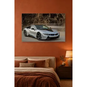 Impression sur toile de Fida Silver BMW i8 devant une muraille de rochers - Product Image 4