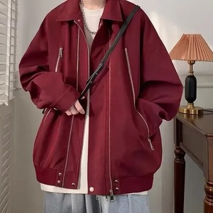 American Style High Street Zip-up Red Jacket for Men Summer 2024 New Bomber Jacket Trendy Brand Casual Cool Style - Product Image 6