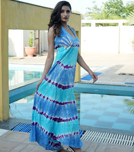 Boho 2024 Tie Dye Mujeres Use sin mangas Maxi vestido con diseño de trabajo manual - Product Image 4