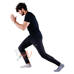 กางเกงผ้าโพลีเอสเตอร์สำหรับผู้ชายทรงเรียวยืดหยุ่นแบบผูกเชือกสำหรับใส่ทำงานโลโก้ตามสั่ง - Product Image 2