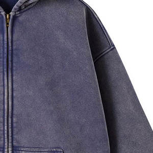 Sweat à capuche délavé à l'acide bases personnalisées sweats à capuche en coton mélangé pour homme Logo Oem fermeture éclair thermique surdimensionné respirant sweat à capuche vierge pour hommes - Product Image 6