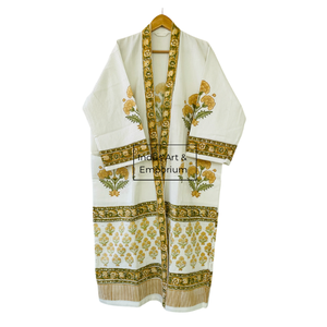 เสื้อคลุมอาบน้ำผ้าฝ้ายวาฟเฟิลพิมพ์ลายด้วยมือขายส่ง - Product Image 4