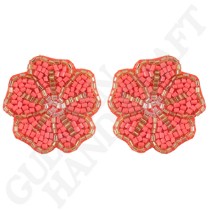 Pendientes de gota bordados en forma de flor de joyería personalizada ecológica inspirada en la naturaleza Vintage para fiestas de moda tejidas a mano - Product Image 5