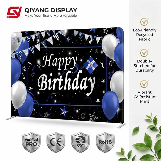 2025 New Design Easy Assembly 8/10FT Aluminum Frame Fabric Backdrop 7.5ft PhotoBooth Backdrop Christmas Event Party Banners