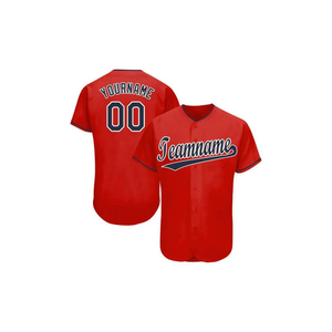 Custom Unisex Baseball Jersey Red V-neck Button-Up Team Uniform Personalized Name Number Quick Dry Breathable Polyester Sports - Product Image 1