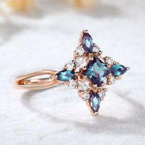 Anillo de piedra Alex simulada, Plata de Ley 925 sólida, diseño único para mujer, compromiso de boda, aniversario, joyería fina - Product Image 2