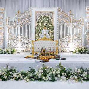 ธีมพระพิฆเนศเวทีแต่งงานของฮินดูสำหรับจัดงานแต่งงานแบบดั้งเดิมของชาวอินเดียใต้การตกแต่งเวทีการแต่งงานเอเชียการตั้งค่าไฟเบอร์สหรัฐอเมริกา - Product Image 5