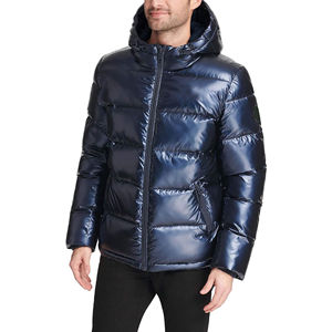 Chaqueta acolchada brillante de moda para hombre, ligera, elegante, impermeable, con cuello levantado, cierre de cremallera, cálido, invierno, informal, clima frío - Product Image 5