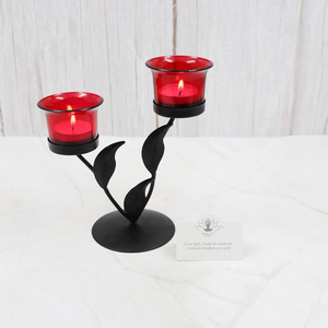 Leave Design <b>Candle</b> Holder Elegant Romantic Luxury Christmas Room Decorative Crafts Elegant <b>Dinner</b> Light Metal Home Ornament - Product Image 2