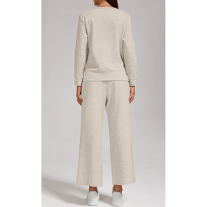 Chándal de verano de punto que absorbe la humedad para mujer con una camiseta de manga corta y pantalones cómodos para correr - Product Image 4