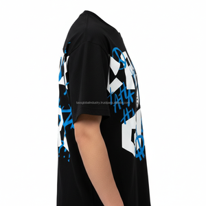 Camiseta Gráfica CRAZY GIRL, Diseño de Graffiti Azul, Estilo Urbano, Talla Grande, Algodón Grueso, Personalizable con Logotipo OEM - Product Image 4