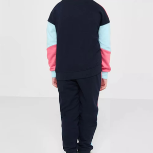 Derniers vêtements à la mode à blocs de couleur survêtement vêtements confortables pour enfants ensembles deux pièces respirant personnalisé survêtement pour filles - Product Image 4