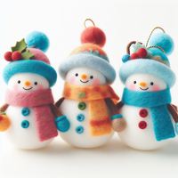 Meilleurs Bonhommes de Neige Festifs en Laine Feutrée Himalaya, Vifs et Polyvalents, avec Écharpe, Emballage Personnalisé avec Logo pour Arbre de Noël