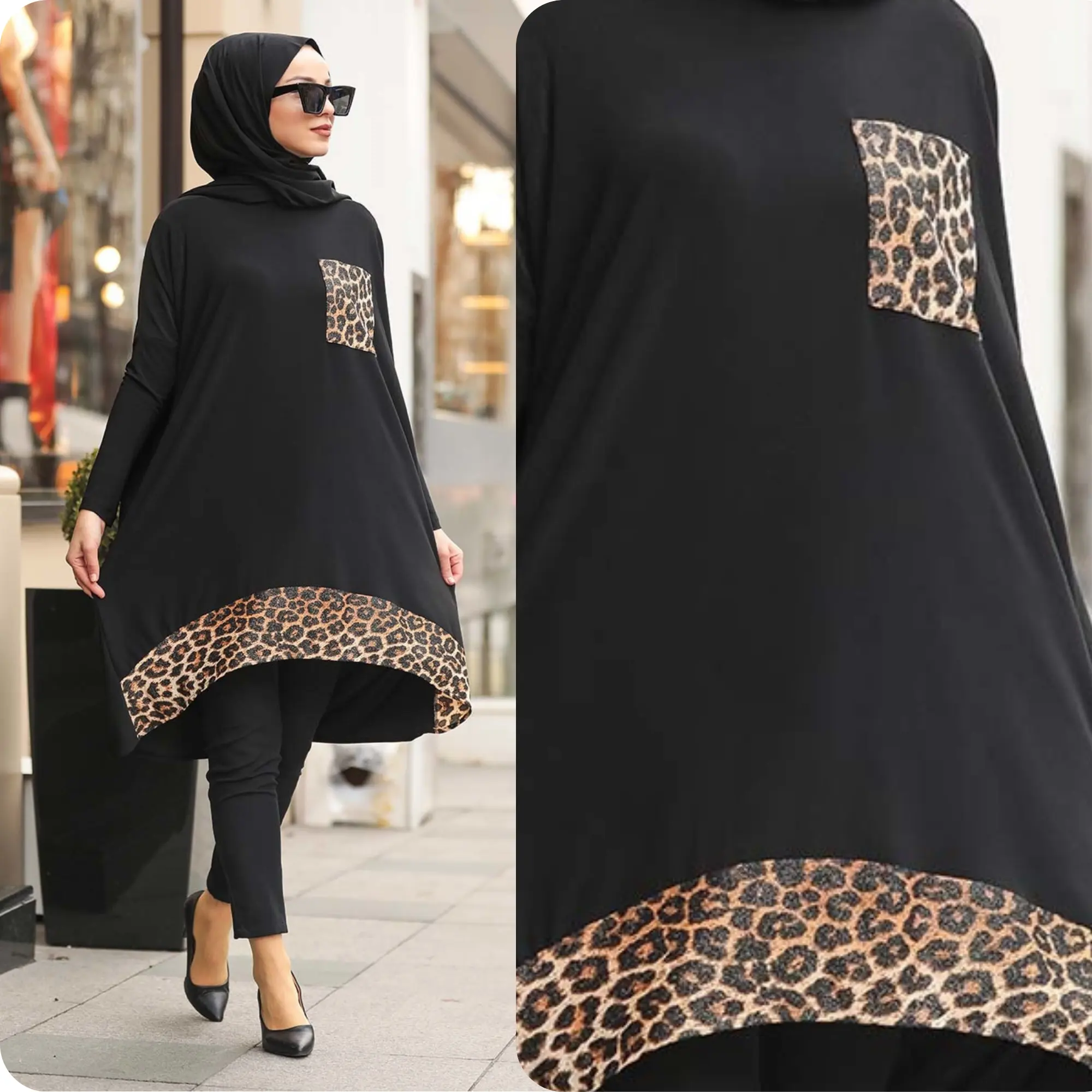 % 100% organik forması gerdirilebilir baskılı tunik üst kadınlar Casual İslam giyim Abaya elbise tasarımı
