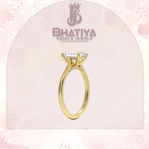 Bague de fiançailles Moissanite de laboratoire 1-3 CT plaqué or 14K certifié IGI original Demi-bande pont caché fête de mariage - Product Image 2