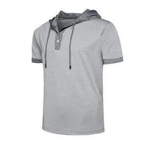 Mode décontracté à manches courtes de luxe hommes T-shirt hommes vente chaude entraînement plaine Gym Jogging à capuche Sport hommes T-shirt pour hommes - Product Image 6