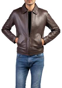 Chaqueta de cuero vintage para hombre, impermeable, con acabado desgastado, cremallera frontal y múltiples bolsillos, talla grande. - Product Image 4