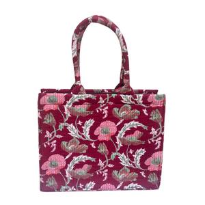 Matelassé femmes bohème ordinateur portable sac fourre-tout indien solide motif coton tissu fermeture à glissière pochette complémentaire pour le Shopping - Product Image 1