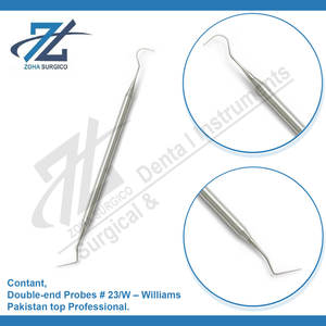 Sondas de doble extremo #23/W Williams Instrumentos quirúrgicos dentales manuales-Agarre ergonómico certificado CE de alta calidad Pakistán - Product Image 3