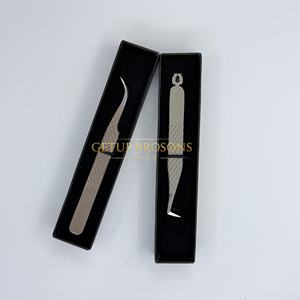 Pinzas Profesionales Curvadas de 90 Grados para Extensión de Pestañas, Acero Inoxidable con Recubrimiento en Polvo Color Piel, Punta Plateada, Herramienta de Belleza para Salón de Pestañas - Product Image 3