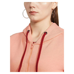 Sweat à capuche court d'hiver pour femme, col roulé, fermeture éclair sur le devant, logo, 100% coton, polaire, manches longues, personnalisable, décontracté, streetwear - Product Image 2